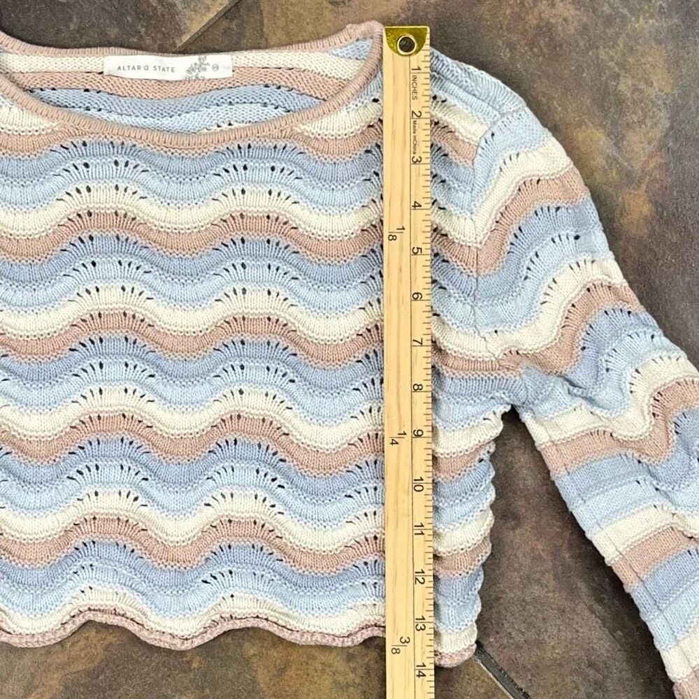 Altar'd State Kelsey Striped Cropped Sweater XS - Picture 5 of 9